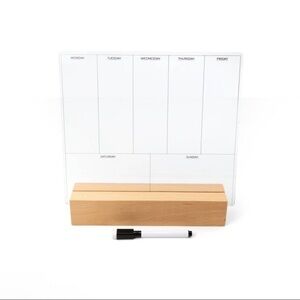 New! Target Bullseye Clear Weekly Dry Erase Calendar with Wooden Stand & Marker
